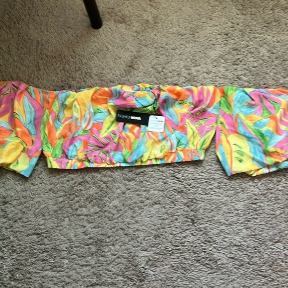 Fashion Nova: Multicolor Off-Shoulder Top and Shorts Set- Pockets- zipper- XL - Picture 14 of 16